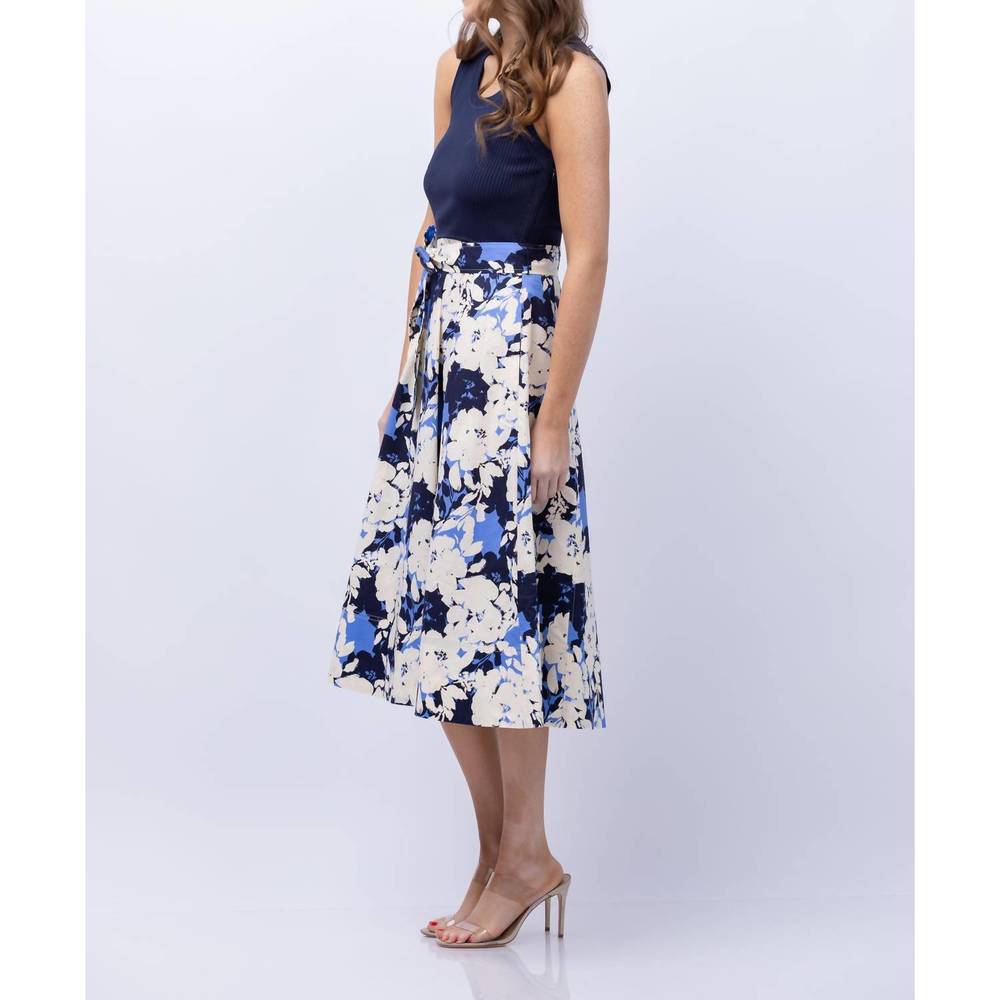 NEW TANYA TAYLOR women's devon midi dress in maritime blue/azure multi - Picture 2 of 3